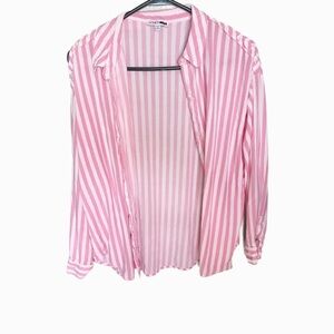 Fashion Nova Pink striped blouse size: large